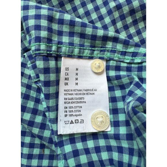 American Eagle Outfitters button up;  short Sleeve shirt, size Medium. Blue - Picture 8 of 8